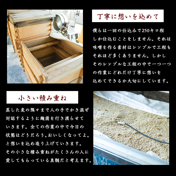 鹿児島県長島町産の味噌「COCOROMISO」(計2.4kg・800g×3個)クラフトボックス セット 味噌 無添加 国産大豆 麦味噌 みそ 減塩調味料 【石元淳平醸造】cocoro-7013