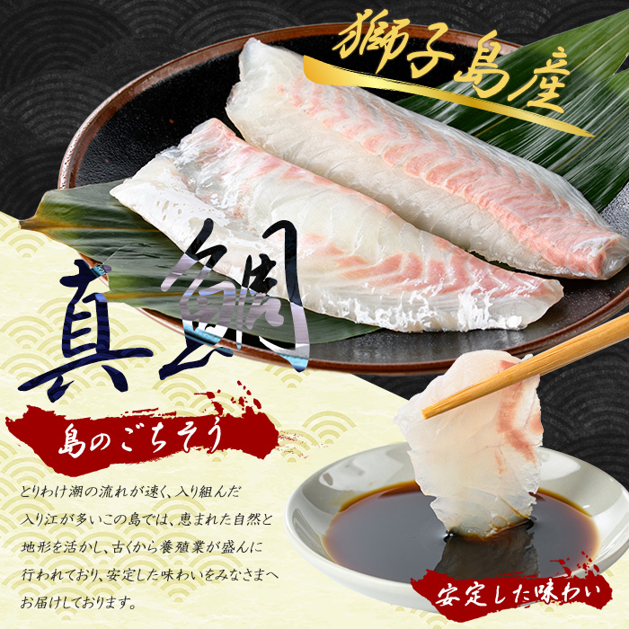 獅子島産 百年漁師の真鯛 スキンレスロイン2パック (半身分) 【島のごちそう】gochi-7049R8