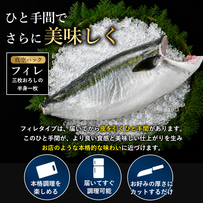 【期間限定】＼年末発送 先行予約／＜数量限定＞【2026年12月22日発送】『旅サラダ』で紹介ぶりの王様「 鰤王 」 フィレ 半身 (約1.2kg〜・フィレ1枚) 産地直送 新鮮 旨味が抜群の 長島町 特産品 ブランド ぶり 鰤 ブリ 切り身 真空 冷蔵 刺身 ぶりしゃぶ しゃぶしゃぶ 魚 魚介 人気 ランキング 年末年始発送 【JFA】jfa-1630-22