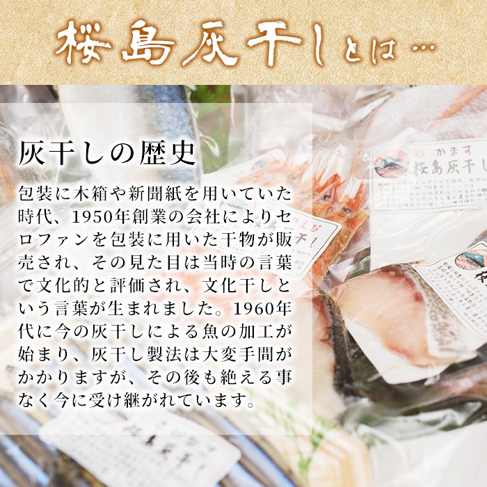 y060 ＜高級手作り干物＞桜島灰干し詰め合わせ 遠赤外線でやわらか！鹿児島県湧水町産にじますの他、季節のお魚を計10袋お届け！ 干物 魚 焼き魚 おかず 晩御飯 晩ごはん 朝食 朝ごはん 朝ご飯 和食 定食 にじます ニジマス 保存料無添加 【福永商店】