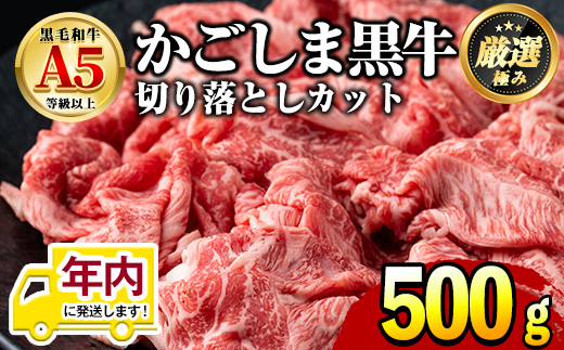 【0131703a】12月11日までのご入金で年内発送！鹿児島県産黒毛和牛！A5等級の切り落とし(約500g)牛肉 肉 切落し 切り落し 和牛 冷凍 国産 お肉 牛丼 野菜炒め カレー 冷凍【前田畜産たかしや】