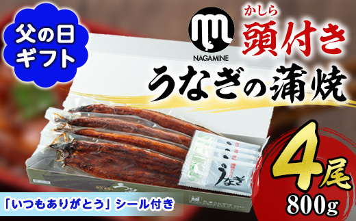 【30605-F】＜父の日ギフト＞大隅産うなぎの蒲焼＜計約800g(約200g×4尾＞ うなぎ 高級 ウナギ 鰻 国産 蒲焼 蒲焼き たれ 鹿児島 【永峯うなぎ店】