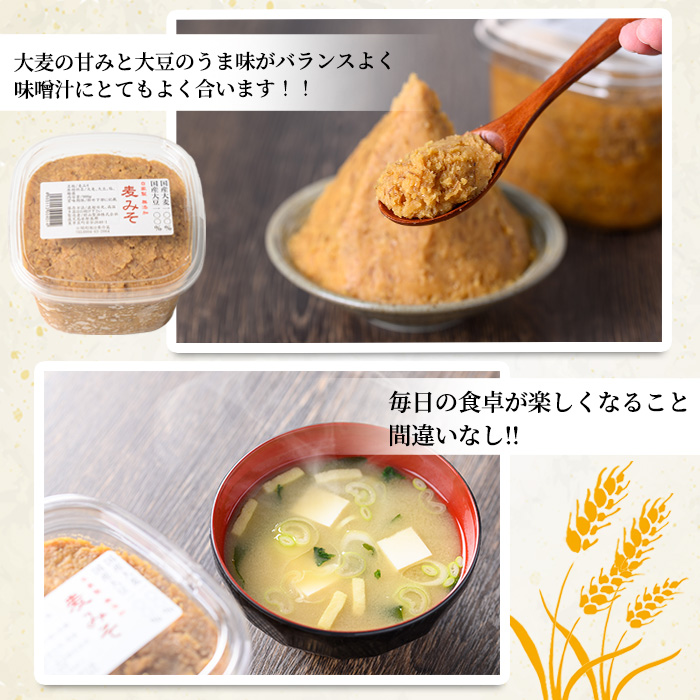 【0121310a】自家製麦みそ(900g×3P) 味噌 麦味噌 調味料 国産 みそ汁【村山製油】