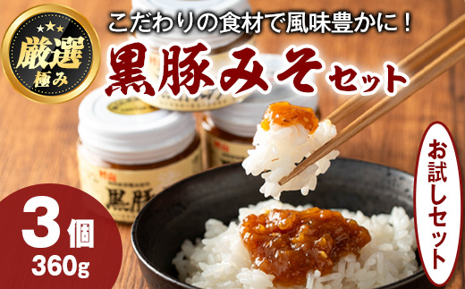 【0091312a】絶品！黒豚みそおためしセット(120g×3個) 味噌 調味料 黒豚味噌 豚味噌【村山製油】