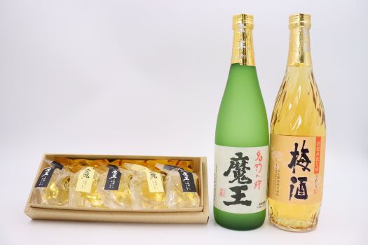No.1270-1【期間限定】白玉醸造　魔王・梅酒（4合瓶）と焼酎ゼリーのセット