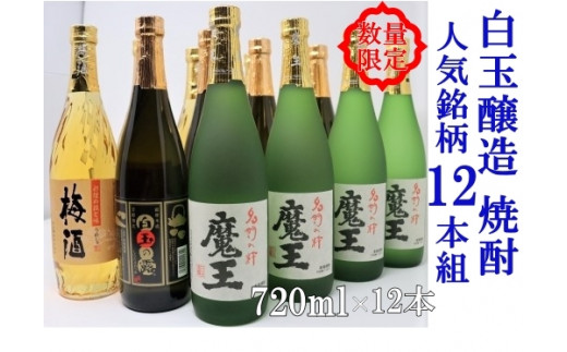 【数量限定】No.6008-2　白玉醸造　魔王4本入り　人気銘柄12本セット（4合瓶）