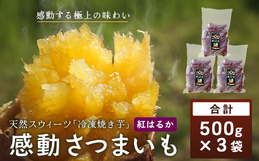 【冷凍焼芋】感動さつまいも 500g×3パック 熟成紅はるか FR-503 | サツマイモ 焼き芋 熟成芋 長期熟成 冷凍 スイーツ お菓子 甘い お中元 お歳暮 ギフト プレゼント 保存料不使用 鹿児島県 南大隅町 株式会社フォレスト
