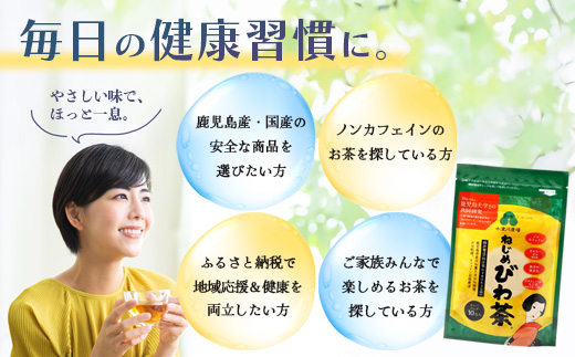 鹿児島県産 ねじめびわ茶 ティーバック 10包入×6袋 ノンカフェイン TO-504-NP | 国産 お茶 健康茶 ポリフェノール 無香料 無着色 さわやか 甘み 香ばしい おいしい びわの葉 トルマリン石焙煎 産地直送 鹿児島県 南大隅町 十津川農場