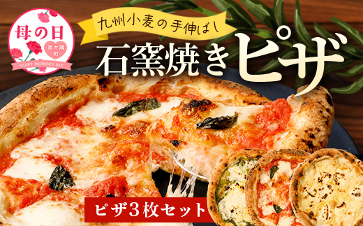 【母の日ギフト】厳選素材！九州小麦の手伸ばし石窯焼きピザ3枚 セット NP-005-mo | 母の日 ふるさと納税 冷凍ピザ ピッツァ 本格 手伸ばし 自家製バジル エクストラバージンオイル 天然塩 食べ比べ パーティー 簡単調理 温めるだけ お取り寄せ グルメ イタリアン ギフト 石窯 惣菜 鹿児島県 南大隅町 NORI PIZZA ノリピッツア