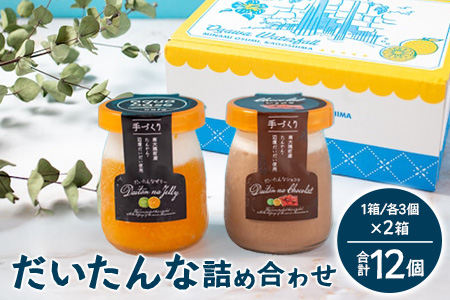 だいたんな詰め合わせ いっしょにセット たんかんゼリー だいたんなショコラ 1箱2種6個入り×2箱 計12個 セット 果肉入り SH-707 | タンカン 辺塚だいだい スイーツ フルーツ ゼリー 手作り おしゃれ 限定スイーツ ジューシー 冷凍 産地直送 オリジナル ギフトボックス プレゼント 鹿児島県 南大隅町 31℃LINE花子