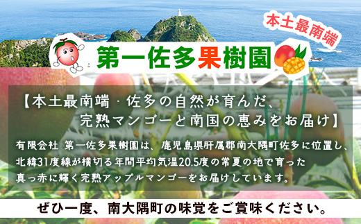 ≪先行予約・数量限定≫ ☆本土最南端☆佐多の果樹園で育てた 完熟アップルマンゴー 約2kg (3～5玉) 【2026年7月上旬以降順次発送】 ST-408 ｜鹿児島県 南大隅 産地直送 旬 マンゴー フルーツ 果物 くだもの 