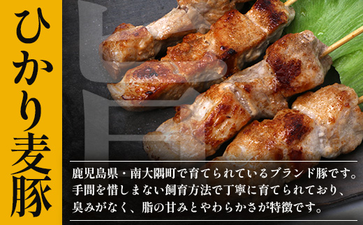 鹿児島県産 ひかり麦豚 串焼きとん 計32本 （4本×8パック）冷凍 HM-9 | 肉 お肉 にく 豚肉 焼豚 串焼 冷凍 BBQ おつまみ 加工品 真空冷凍 新鮮 小分け 産地直送 鹿児島県 南大隅町 ひかり麦豚直売所