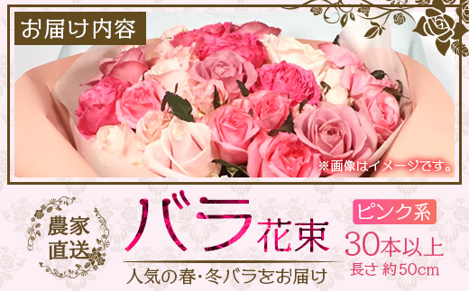 【人気の春・冬薔薇をお届け】 ばら農家直送 ！ バラ花束30本以上お届け(ピンク系) 【ギフト対応可】TB-14│ローズ 新鮮 花 フラワー 花束 ばら 薔薇 バラ 誕生日 記念日 結婚祝い ギフト プレゼント お祝い 贈り物 贈答 鹿児島県 南大隅町 富田バラ園