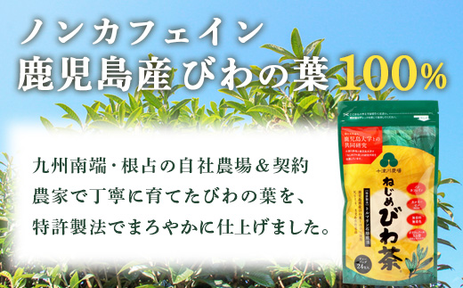 【定期便 全3回】≪3ヶ月連続で毎月お届け≫ 鹿児島県産 ねじめびわ茶 ティーバック ≪1回あたり(24包入×1袋) ≫ ノンカフェイン TO-1-NP| 国産 お茶 健康茶 びわ茶 ポリフェノール びわの葉 産地直送 ネコポス 鹿児島県 南大隅町 十津川農場