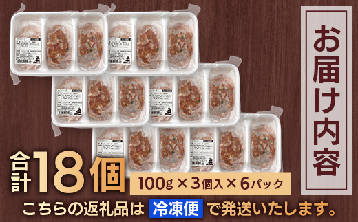 花の木農場 豚肉 ハンバーグ セット （100g×3個×6P） HK-4｜ 冷凍 ハンバーグ パック 豚肉 国産 ひき肉 お弁当 おかず 惣菜 手作り 農福連携 鹿児島県 南大隅町 第2花の木ファーム