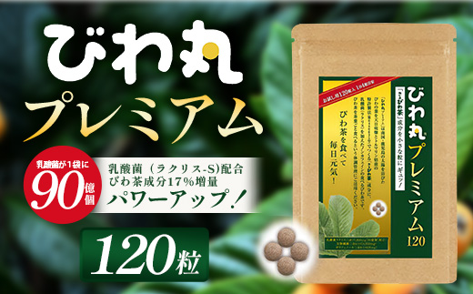 びわ丸プレミアム 1袋(120粒入) 健康補助食品 びわ茶含有加工食品 TO-8-NP| 国産 びわ茶 びわの葉 サプリメント 乳酸菌 ノンカフェイン ポリフェノール ネコポス 鹿児島県 南大隅町 十津川農場