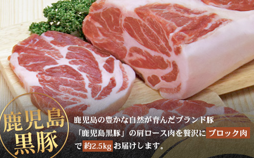 【南大隅町限定】かごしま黒豚 肩ロースブロック （約2.5kg）  NS-3 | 肉 豚肉 ぶた 豚 ブタ 黒豚 かごしま黒豚 肩ロース ブロック 新鮮 産地直送 豚肉 限定 鹿児島県 南大隅町 南州農場