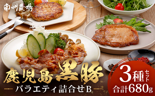 鹿児島県産 黒豚バラエティ詰合せ Bセット（ロース味噌漬け・生姜焼き・ハンバーグ）味付き 冷凍  NS-11 | ★☆＼＼黒豚ロース味噌漬け バナナマンの早起きせっかくグルメで紹介！！／／☆★ 加工肉 肉 お肉 豚肉 豚 ぶた かごしま黒豚 ロース肉 みそ漬け しょうが焼き ハンバーグ 国産 鹿児島県 南大隅町 南州農場