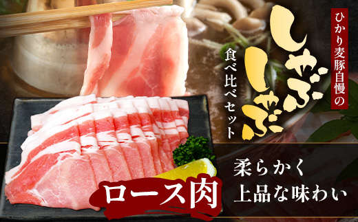 【定期便全3回】鹿児島県産 ひかり麦豚 しゃぶしゃぶ 食べ比べセット 約1kg（200g×5パック） トレーなし 冷凍 HM-14 | 肉 お肉 にく 豚肉 ロース 肩ロース バラ肉 スライス 真空冷凍 産地直送 新鮮 小分け 甘み 産地直送 鹿児島県 南大隅町 ひかり麦豚直売所
