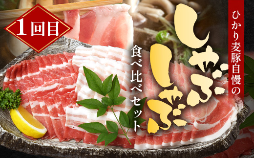 ［新春］【定期便全3回】ひかり麦豚定期便 ≪月替わりで楽しむ豚肉セット！しゃぶしゃぶ・ロース肉・焼肉セットをお届け！≫ 冷凍 HM-18 | 肉 お肉 にく 豚肉 精肉 焼き肉 焼肉 やきにく バーベキュー ロース肉 肩ロース バラ肉 生姜焼き とんかつ しゃぶしゃぶ 真空冷凍 産地直送 小分け パック 手作り 鹿児島県 南大隅町 ひかり麦豚直売所