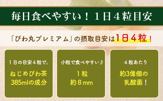 【定期便 全3回】≪3ヶ月連続で毎月お届け≫ びわ丸プレミアム ≪1回あたり(120粒入×1袋) ≫  健康補助食品 びわ茶含有加工食品  TO-10-NP| 国産 びわ茶 びわの葉 サプリメント 乳酸菌 ノンカフェイン ポリフェノール ネコポス 鹿児島県 南大隅町 十津川農場