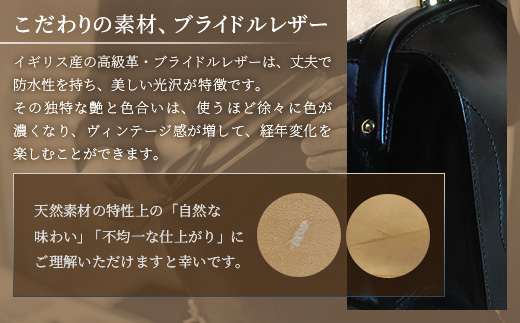 【 職人仕立て 】 ブライドルレザー ミニダレスバッグ 6色から 選べる カラー BA7405 ｜ブライドルレザー ダレスバッグ ビジネスバッグ 職人 手作り 黒 こげ茶 赤茶 ネイビー キャメル ワインレッド 皮製品 バッグ 日本製 南大隅町 おすすめ 重厚 人気
