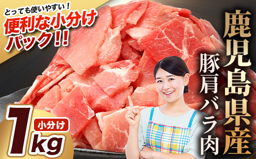 鹿児島県産 豚肩バラ切り落とし 計1kg HK-13 鹿児島県 南大隅町 国産豚 250g×4パック 豚肉切り落とし 豚肩バラ肉 小分け 豚キムチ 炒め物 焼肉 こま切れ 切り落とし 細切れ 小間切れ お肉 肉 豚肉 冷凍