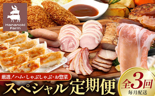 【全３回定期便】厳選！花の木農場スペシャル定期便 HK-26 │ 定期便 ハム ベーコン クラフトハム 人気 豚肉 しゃぶしゃぶ 豚しゃぶ スライス バラ ロース モモ 鍋 惣菜 おかず お弁当 肉 国産 ノウフク 農福連携 鹿児島県 南大隅町 第2花の木ファーム