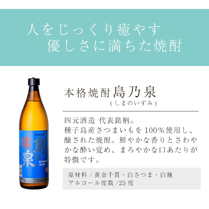 n110 四元酒造 焼酎セットG「島乃泉(900ml)」「島乃泉オリジナルTシャツ(Lサイズ)×1枚）」