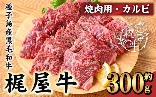 n371 梶屋牛 厳選カルビ焼肉用(約300g) 黒毛和牛 牛肉 国産 九州産 鹿児島県産 肉 ビーフ カルビ 焼肉 冷凍 小分け 天然飼料 サステナブル 和牛 お祝い 【株式会社Calfields】