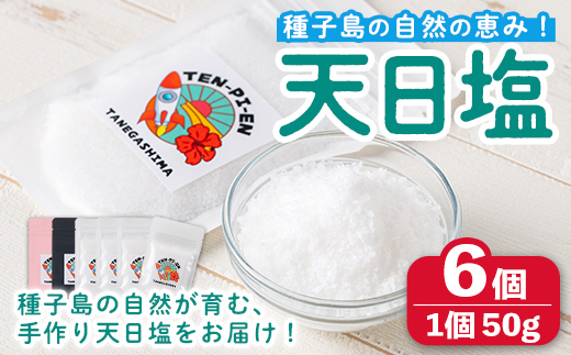 n456 種子島の自然の恵み！天日塩(計300g・50g×6個) 国産 種子島 天日干し 塩 ソルト 調味料 ミネラル 常温 【株式会社MAOMO FOODS】