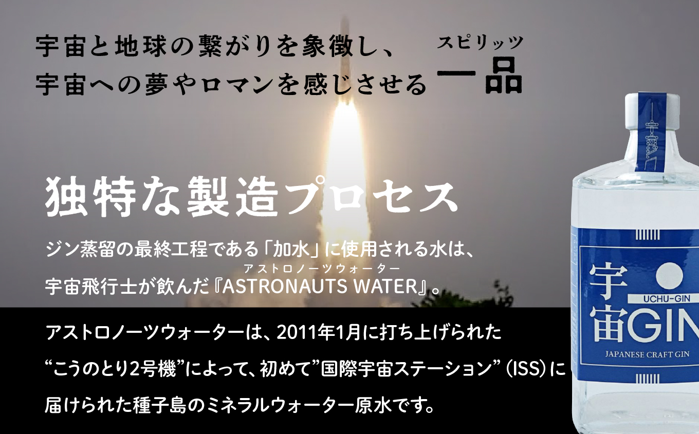 宇宙GIN 200ml クラフトジン スピリッツ お酒 宇宙人 宇宙飛行士 JAXA 国際宇宙ステーション ISS ギフト 人気 おすすめ ギフト お中元 お歳暮 返礼品 南種子町 鹿児島 かごしま