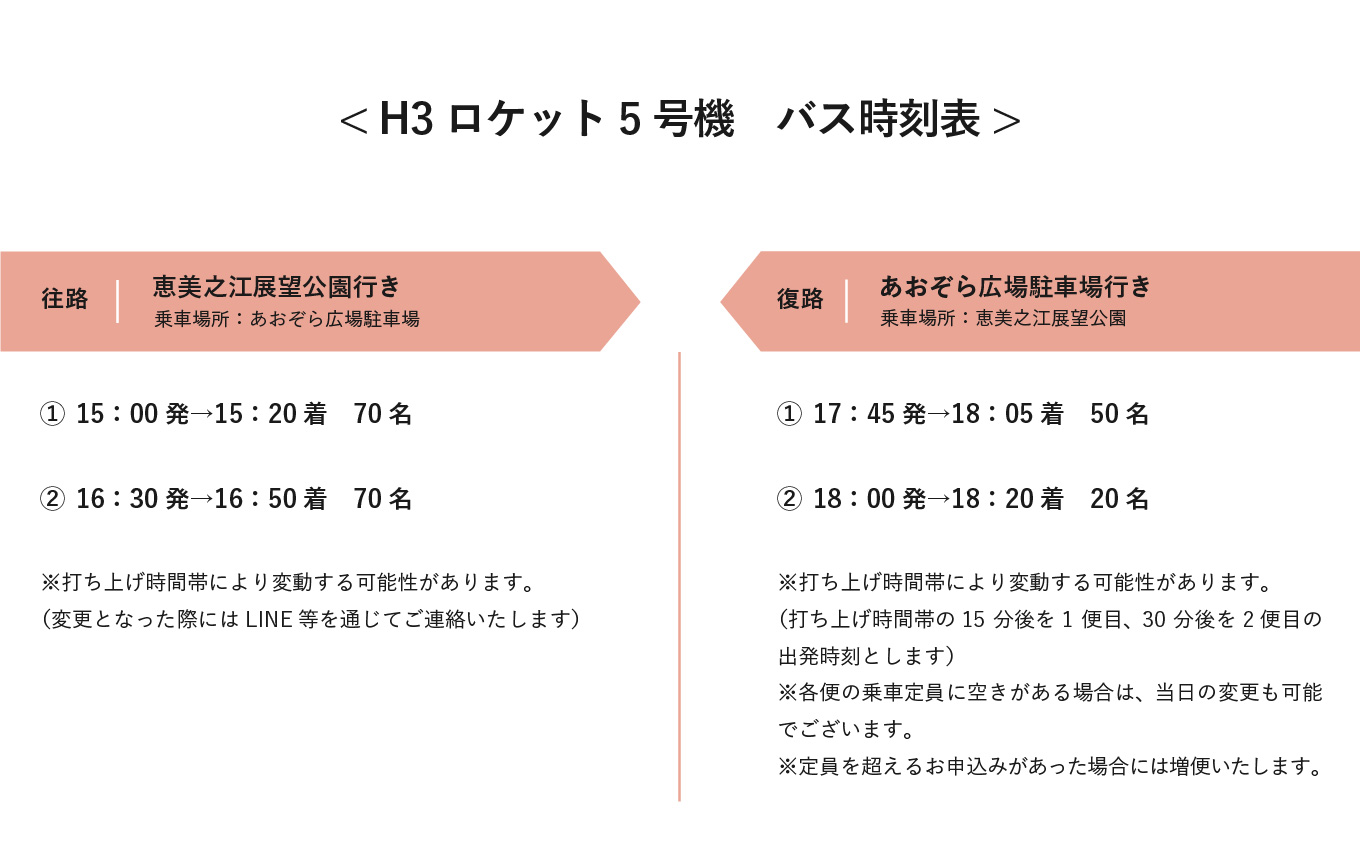 【H3ロケット5号機】ロケット打ち上げ見学優先席《恵美之江展望公園》