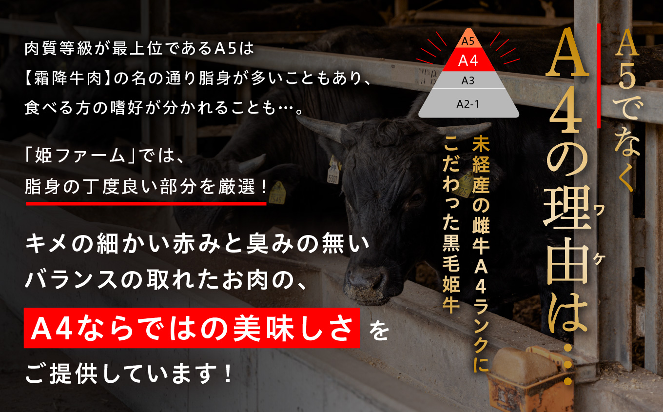 黒毛姫牛「ランプステーキ120g×2枚」A4未経産黒毛和牛【Meat you Kitchen姫ファーム】