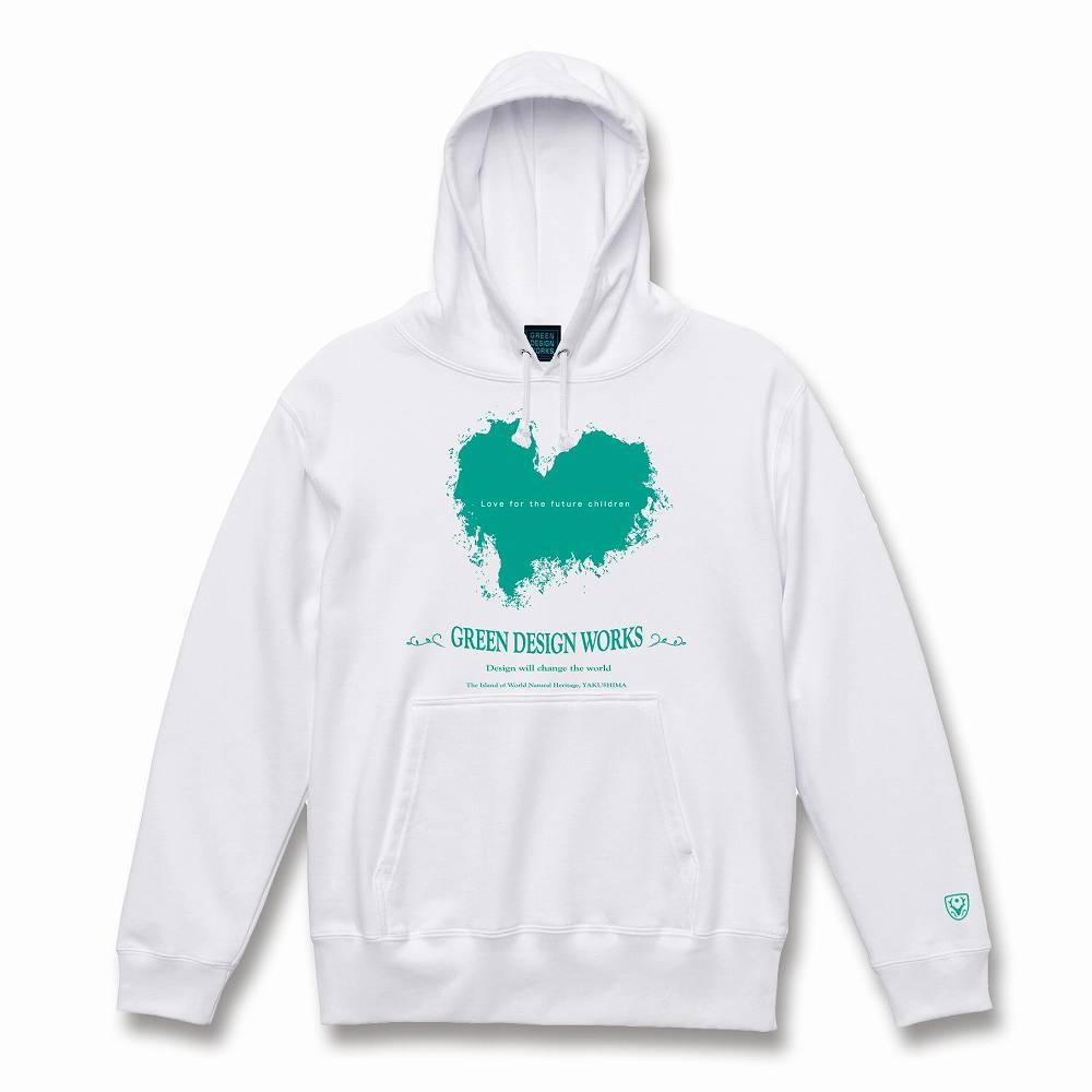 屋久島ウィルソンハート パーカー (ホワイト) サイズL (男女兼用)