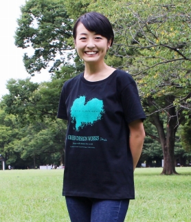 屋久島ウィルソン株ハートTシャツ (黒地／女性Lサイズ)