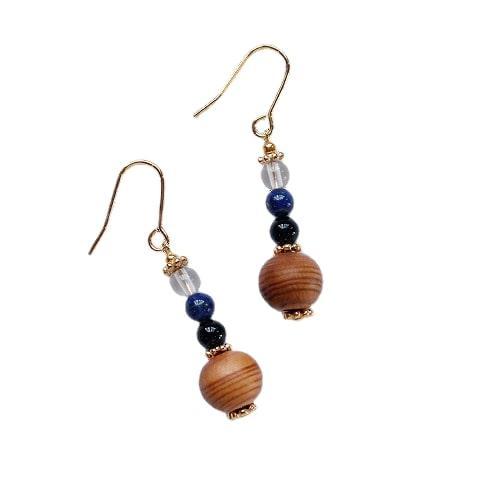 屋久杉×9月誕生石　イヤリング