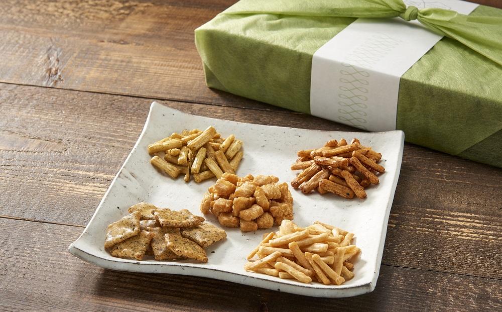 やさしい味わい あごだしおかき 5種×2個＜屋久島産トビウオ使用＞