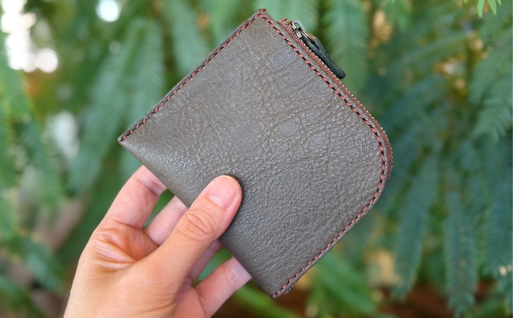 屋久鹿レザーの島財布 グリーン