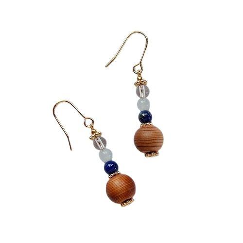 屋久杉×3月誕生石　ピアス