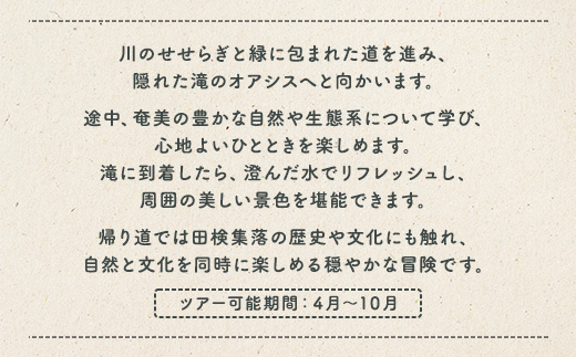 【4月～10月】田検の隠れ滝ハイキング 体験 2名様 奄美大島 宇検村 鹿児島県 旅行 自然 冒険 完全プライベート