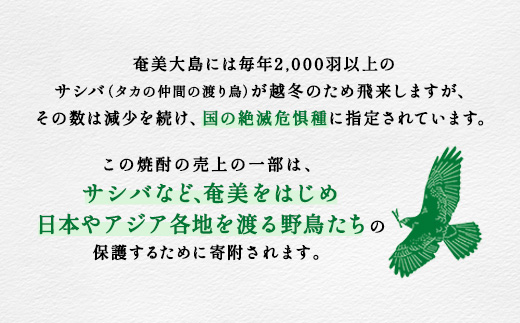 黒糖 焼酎 AMAMI SASHIBA  200ml (6本) 世界遺産 登録記念 アマミサシバ 30度 奄美大島 宇検村 鹿児島県 お酒 アルコール 自然環境 保護 プロジェクト