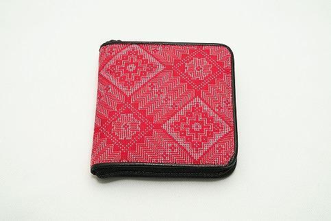 大島紬　ファスナー付き財布（龍郷　ピンク）