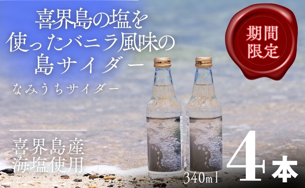 なみうちサイダー 340ml×４本【喜界島の塩を使ったサイダー】