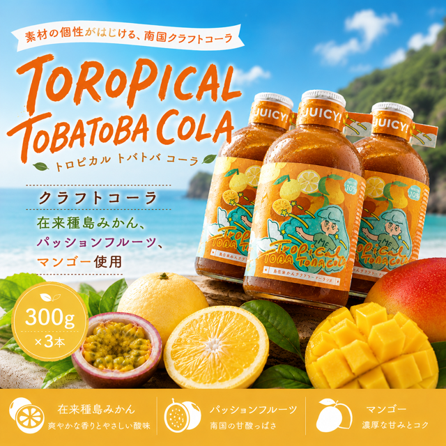 【クラフトコーラ】TOROPICAL TOBATOBACOLA　300g×３