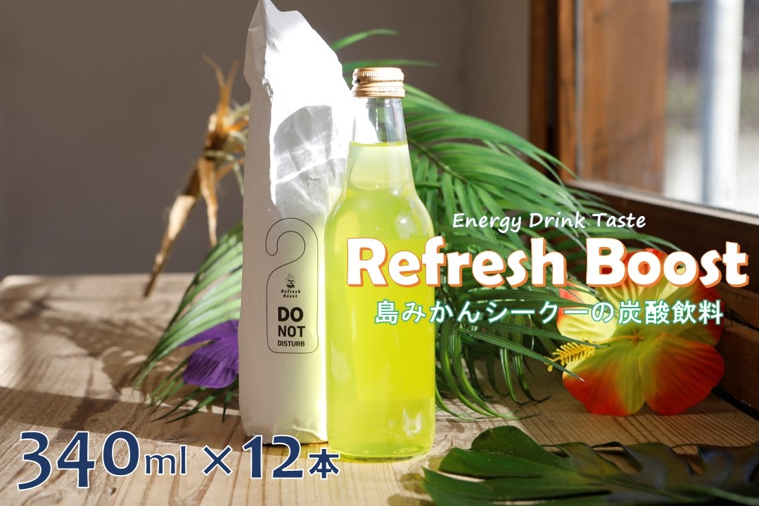 Refresh Boost(リフレッシュ ブースト)　340ml×12本【エナジードリンク⾵リラックス炭酸飲料】