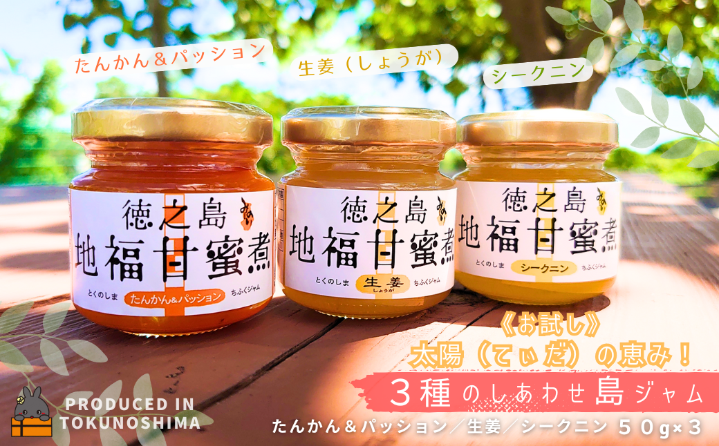 《お試し》太陽（てぃだ）の恵み！3種のしあわせ島ジャムセット ( ジャム パン たんかん タンカン パッションフルーツ しょうが 生姜 シークニン 柑橘 みかん 徳之島 奄美 鹿児島 )