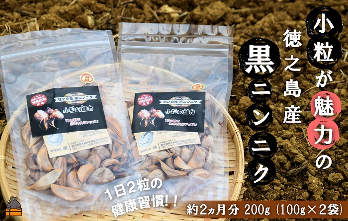 ～こだわりの小粒が魅力！～徳之島産黒ニンニク(200g（100g×2袋）) ( にんにく 健康食品 黒にんにく 自家栽培 徳之島 奄美 世界自然遺産 野菜 こだわり 完熟肥料 安心 安全 長寿 デコチャン農園 甘み フルーツのような美味しさ レターパック配送 ポストイン )