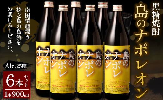 【鹿児島県天城町】黒糖焼酎 島のナポレオン 900ml×6本セット 合計5.4L 瓶 酒 焼酎