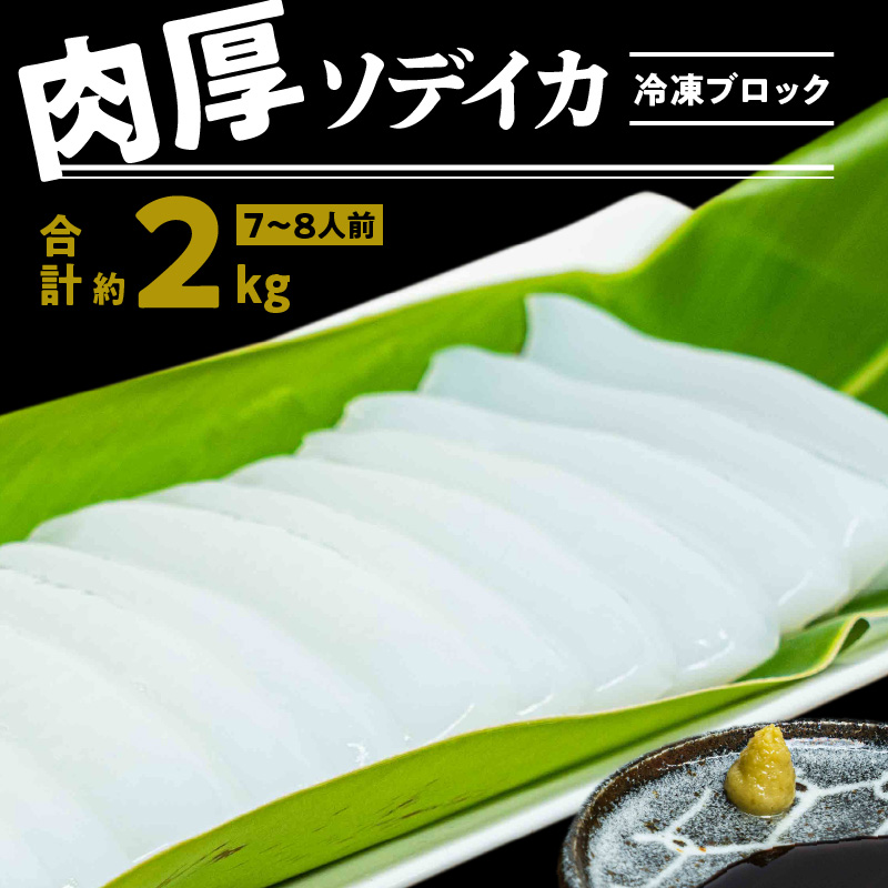 冷凍保存ＯＫ！エメラルドブルーの美しい海で育ったおいしいソデイカ冷凍ブロック約2キロ（7～8人前）！